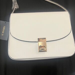Forever 21 White Shoulder Bag with Gold Accent